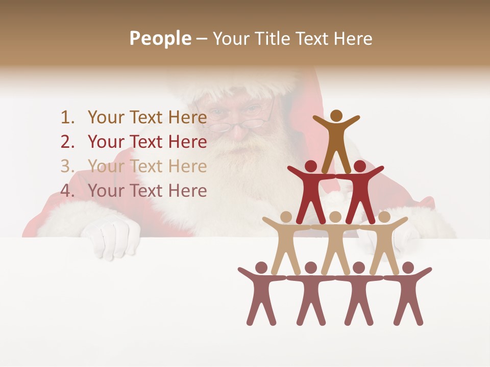A Man Dressed As Santa Claus Holding A Sign PowerPoint Template