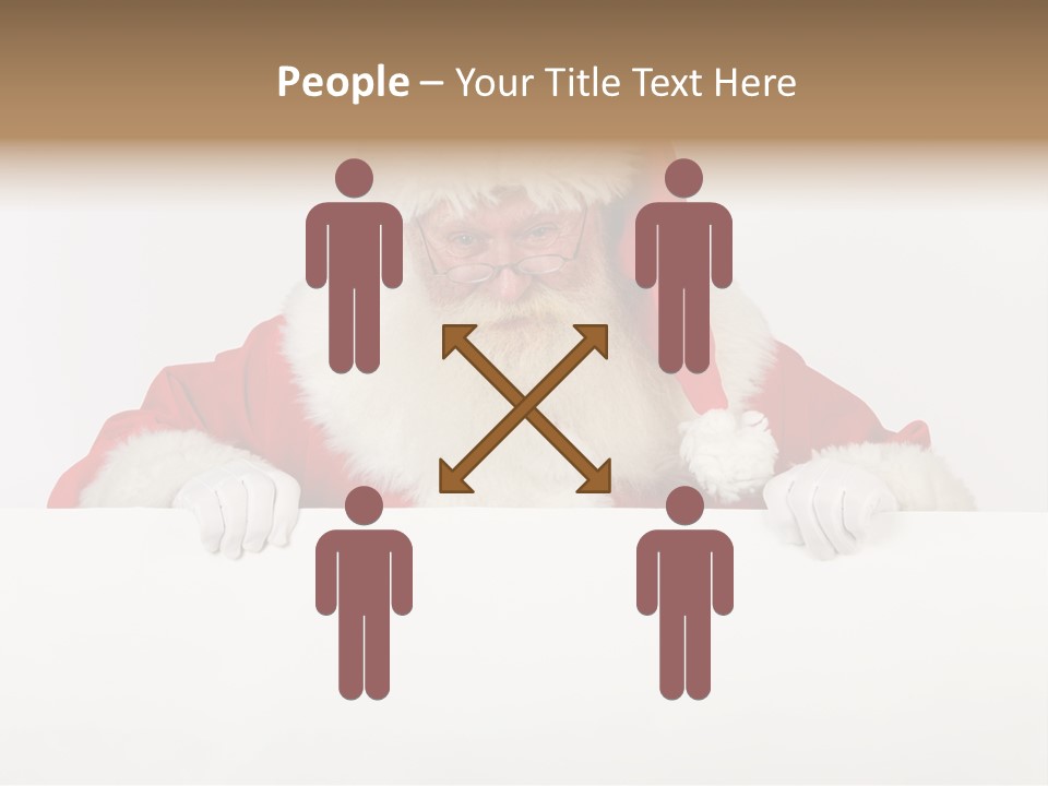 A Man Dressed As Santa Claus Holding A Sign PowerPoint Template