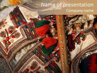 A Large Piece Of Cloth With Beads And Tassels On It PowerPoint Template