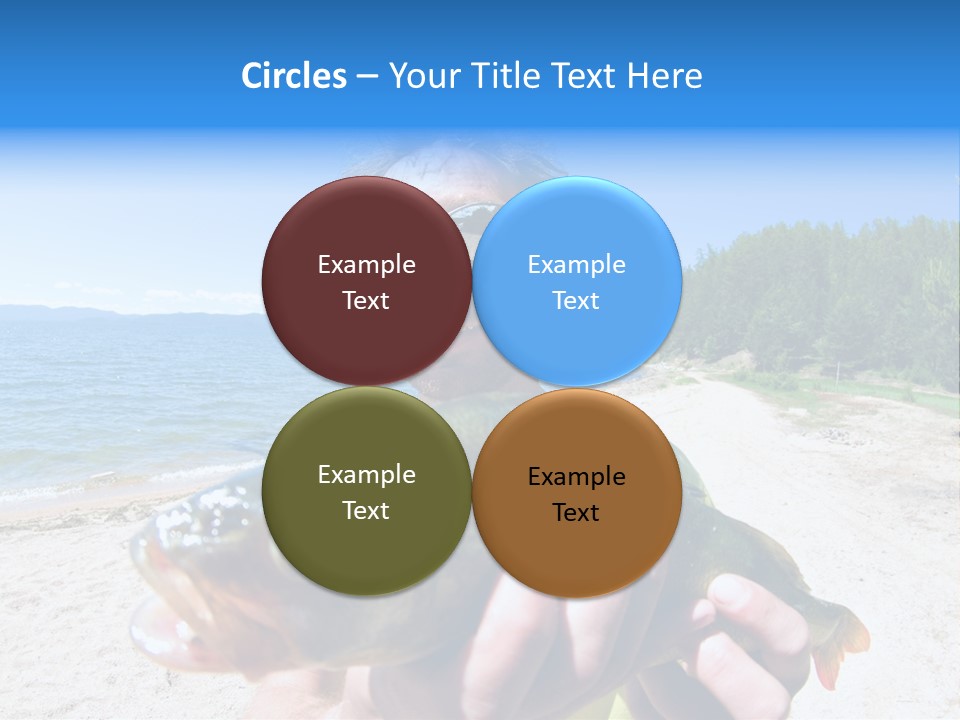 A Man Holding A Large Fish On A Beach PowerPoint Template