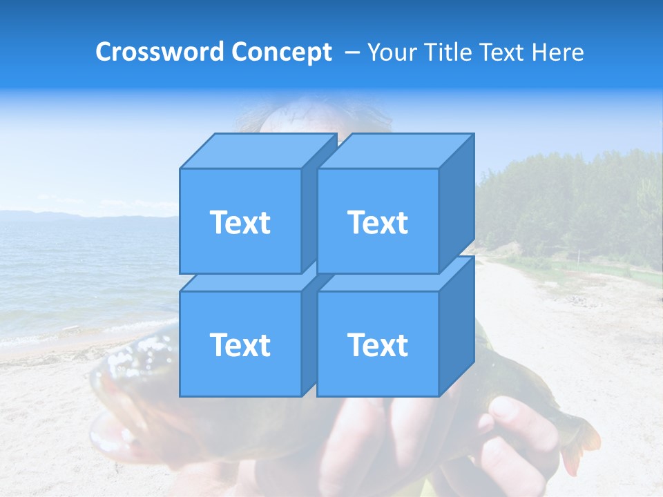 A Man Holding A Large Fish On A Beach PowerPoint Template