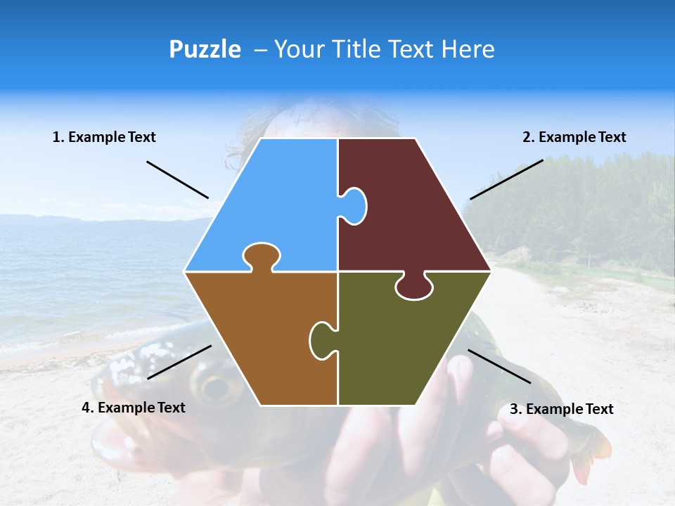 A Man Holding A Large Fish On A Beach PowerPoint Template