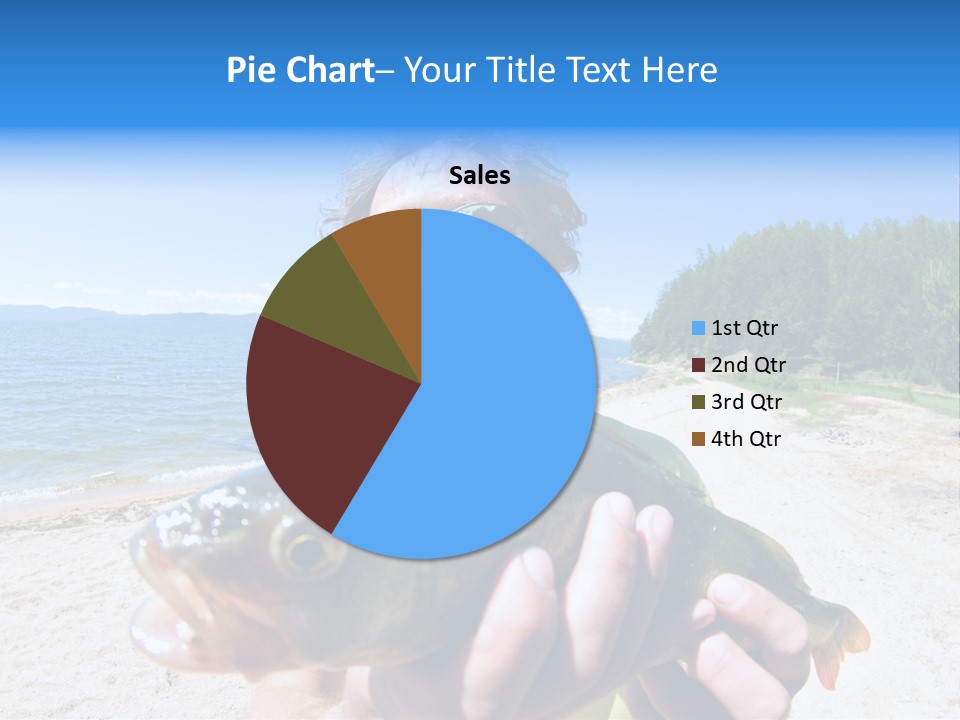 A Man Holding A Large Fish On A Beach PowerPoint Template