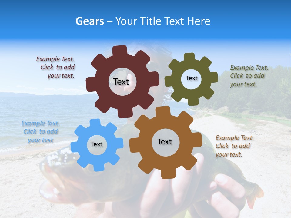 A Man Holding A Large Fish On A Beach PowerPoint Template