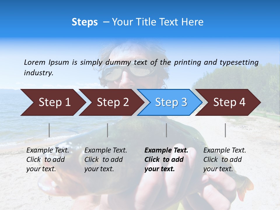 A Man Holding A Large Fish On A Beach PowerPoint Template