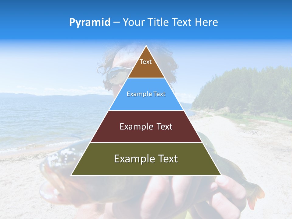 A Man Holding A Large Fish On A Beach PowerPoint Template