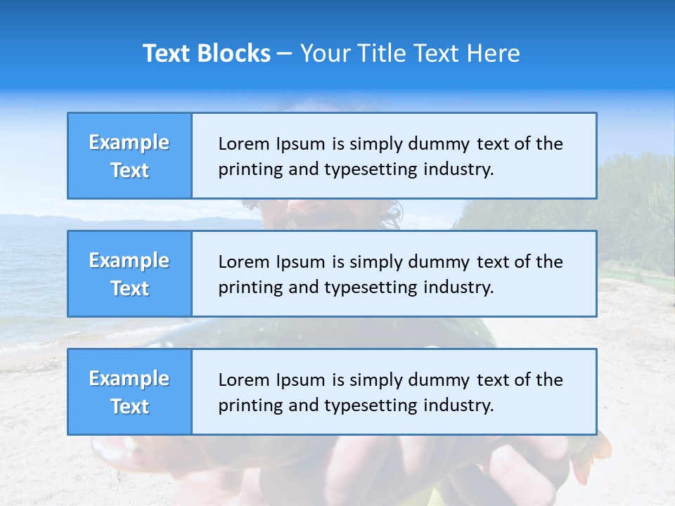 A Man Holding A Large Fish On A Beach PowerPoint Template