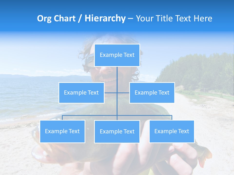 A Man Holding A Large Fish On A Beach PowerPoint Template