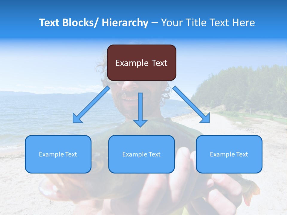 A Man Holding A Large Fish On A Beach PowerPoint Template