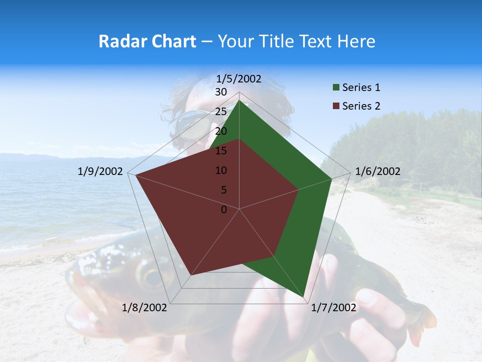 A Man Holding A Large Fish On A Beach PowerPoint Template