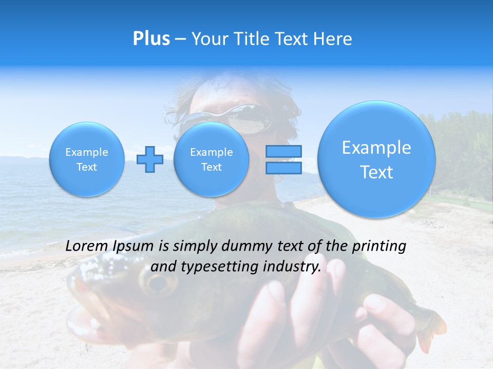 A Man Holding A Large Fish On A Beach PowerPoint Template