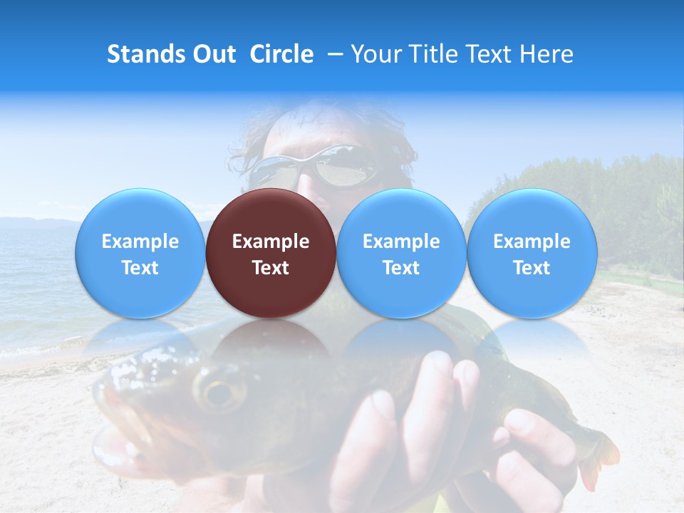 A Man Holding A Large Fish On A Beach PowerPoint Template