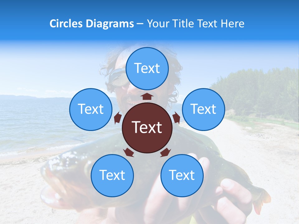 A Man Holding A Large Fish On A Beach PowerPoint Template