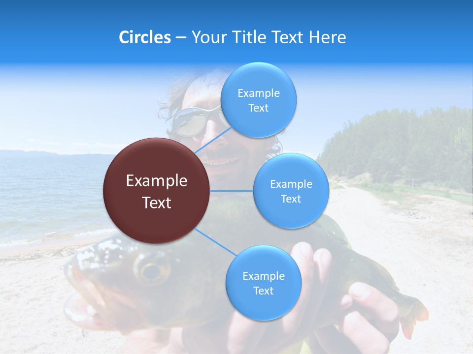 A Man Holding A Large Fish On A Beach PowerPoint Template