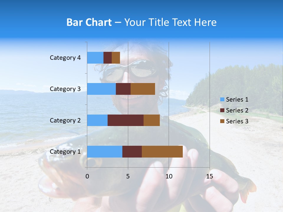 A Man Holding A Large Fish On A Beach PowerPoint Template