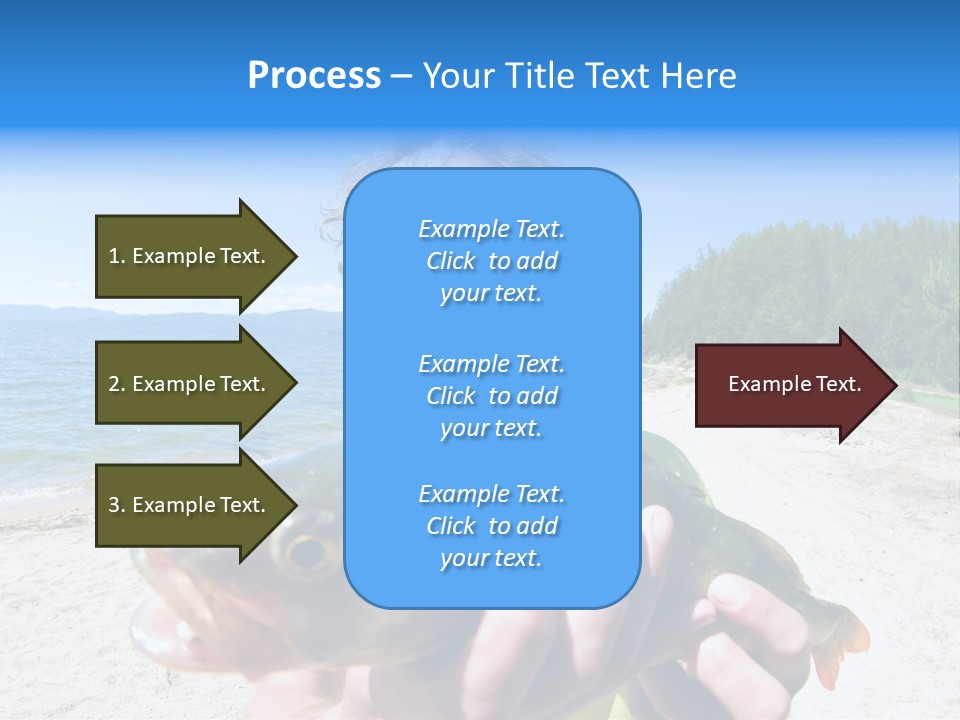 A Man Holding A Large Fish On A Beach PowerPoint Template