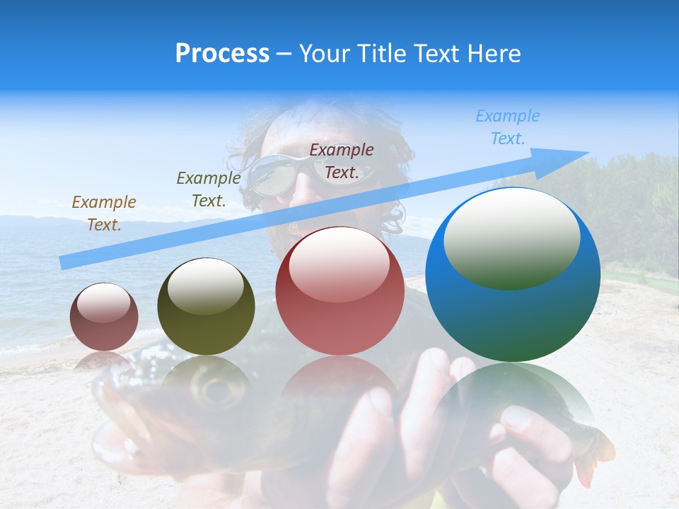 A Man Holding A Large Fish On A Beach PowerPoint Template