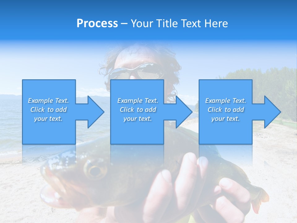 A Man Holding A Large Fish On A Beach PowerPoint Template