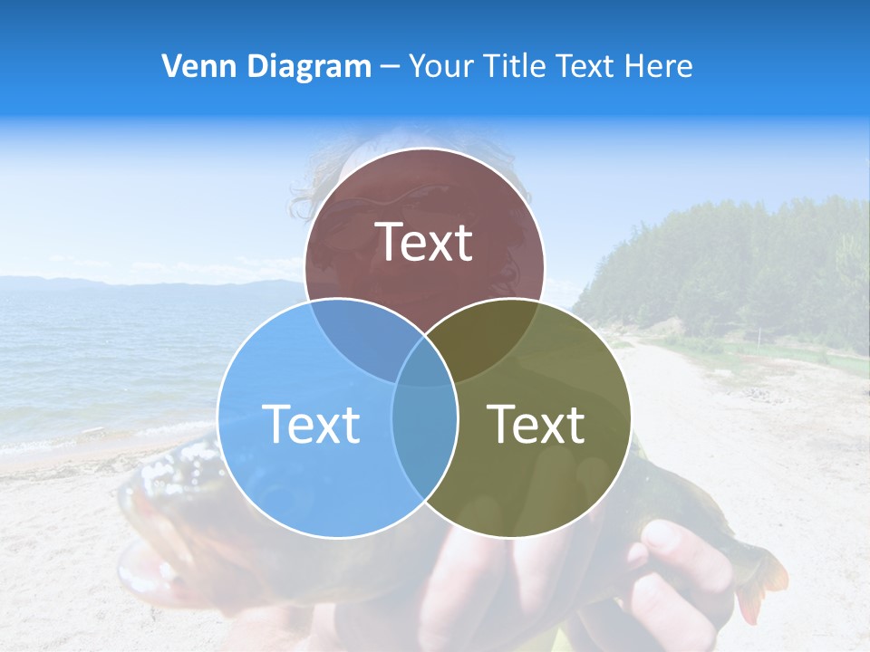 A Man Holding A Large Fish On A Beach PowerPoint Template