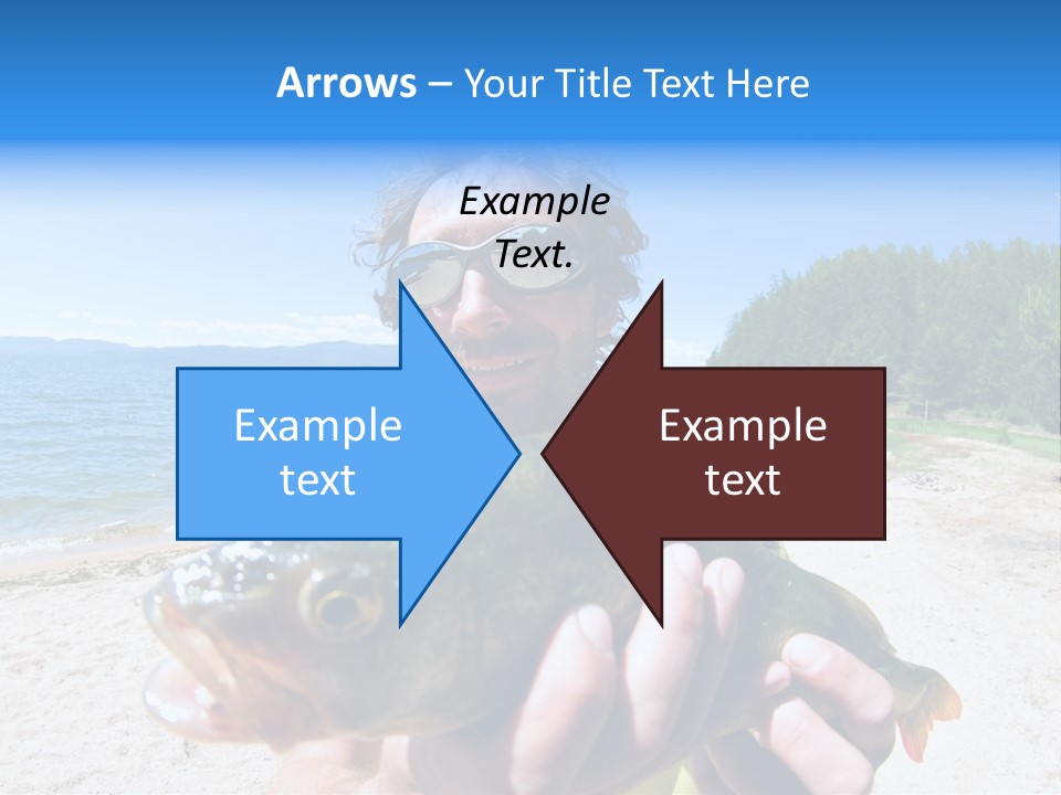 A Man Holding A Large Fish On A Beach PowerPoint Template