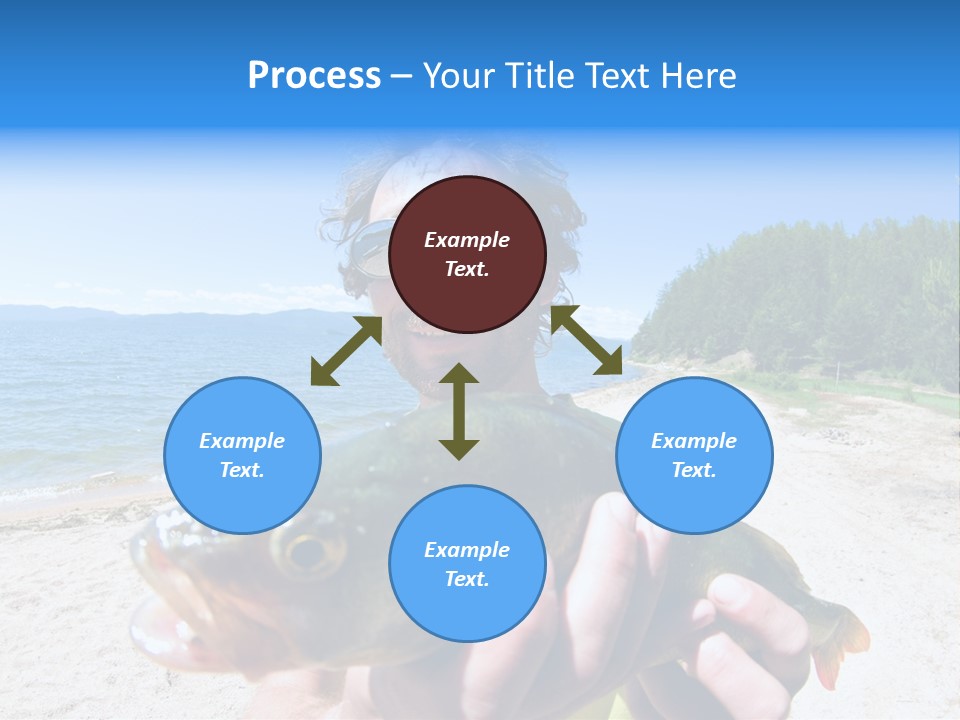 A Man Holding A Large Fish On A Beach PowerPoint Template