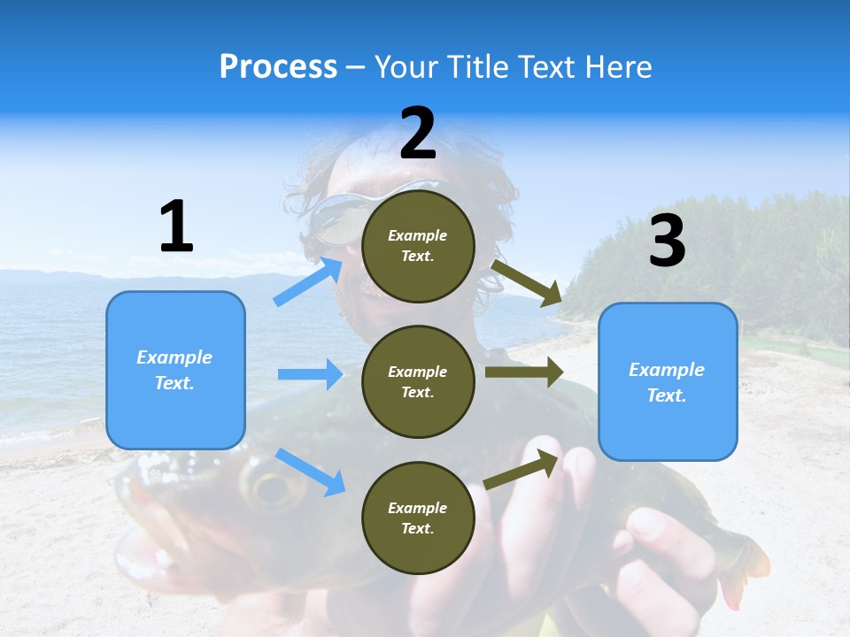 A Man Holding A Large Fish On A Beach PowerPoint Template