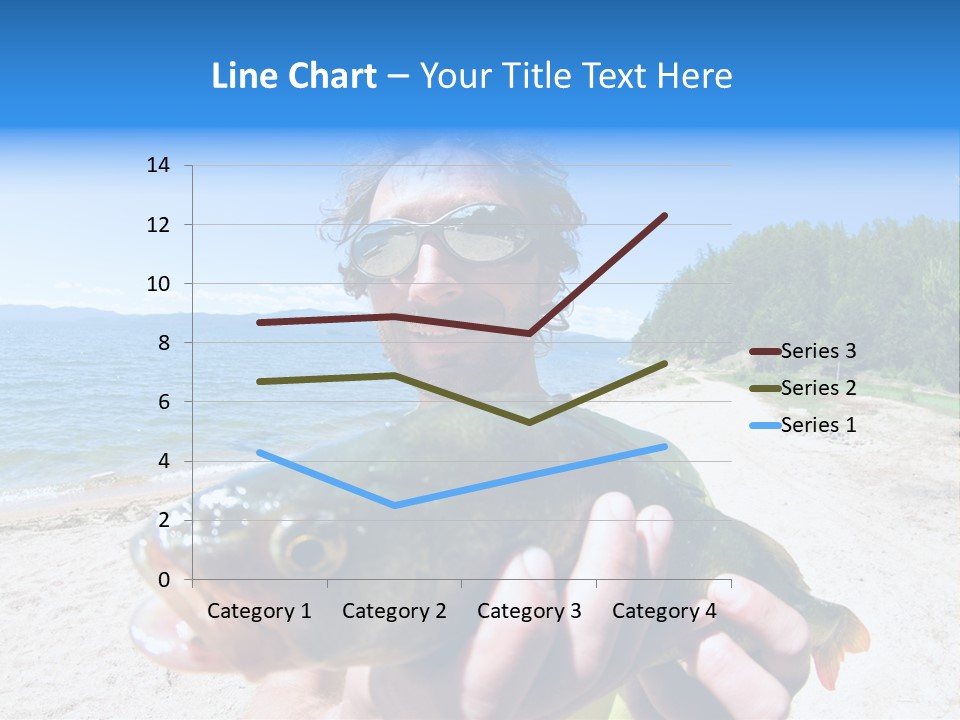 A Man Holding A Large Fish On A Beach PowerPoint Template