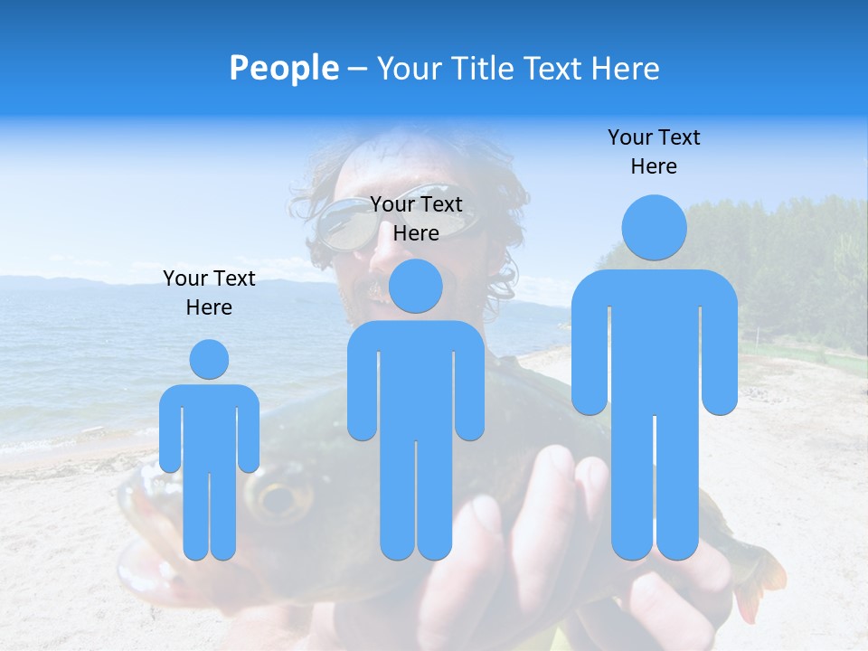 A Man Holding A Large Fish On A Beach PowerPoint Template