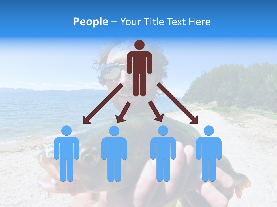 A Man Holding A Large Fish On A Beach PowerPoint Template