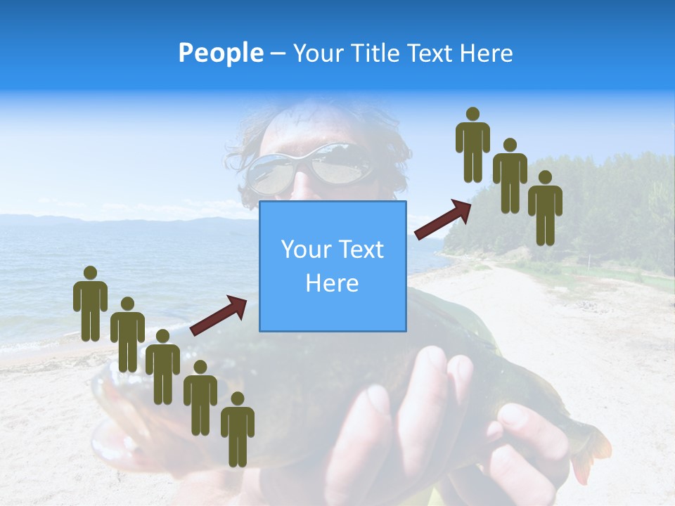 A Man Holding A Large Fish On A Beach PowerPoint Template