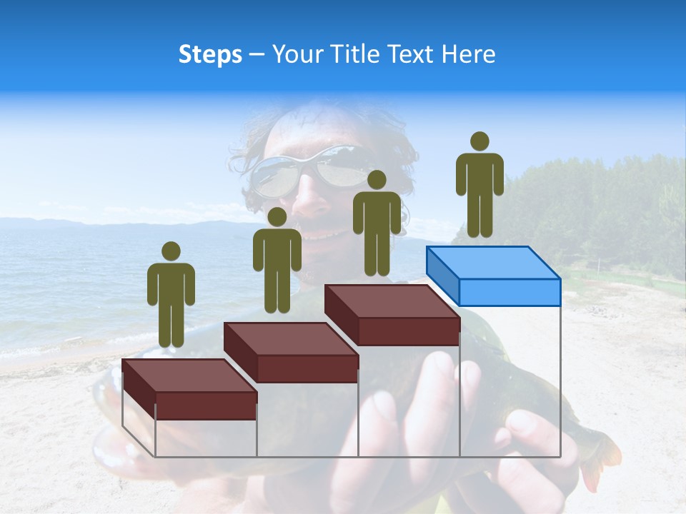 A Man Holding A Large Fish On A Beach PowerPoint Template