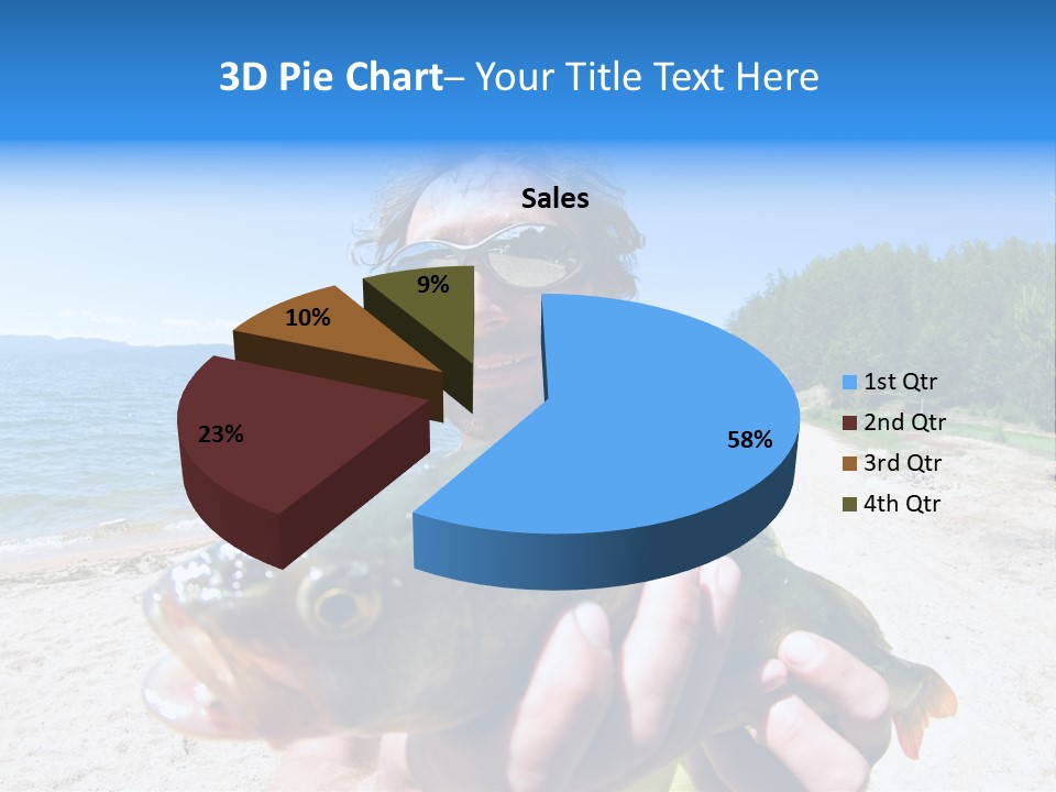 A Man Holding A Large Fish On A Beach PowerPoint Template