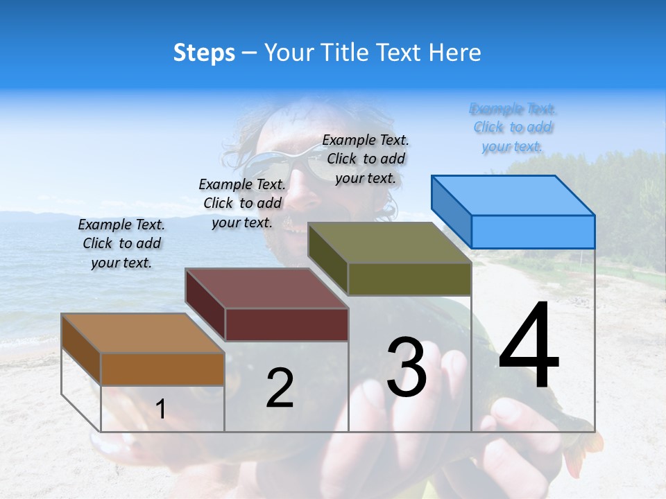 A Man Holding A Large Fish On A Beach PowerPoint Template