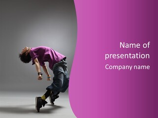 A Skateboarder In A Purple Shirt Is Doing A Trick PowerPoint Template