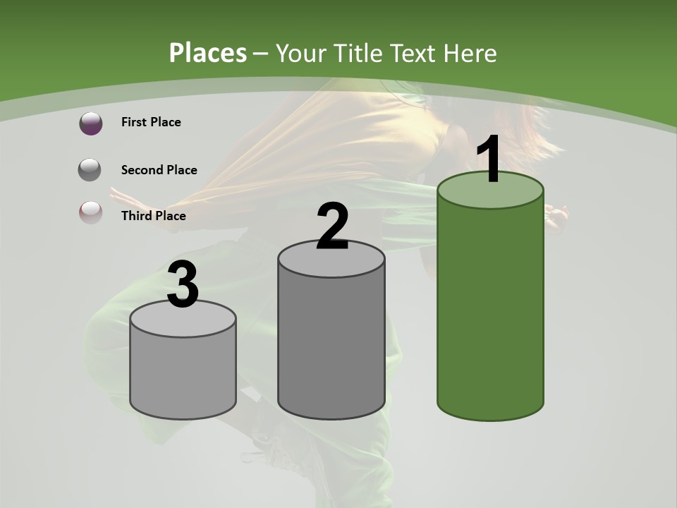 A Woman In Green Pants And A Yellow Shirt Is Dancing PowerPoint Template