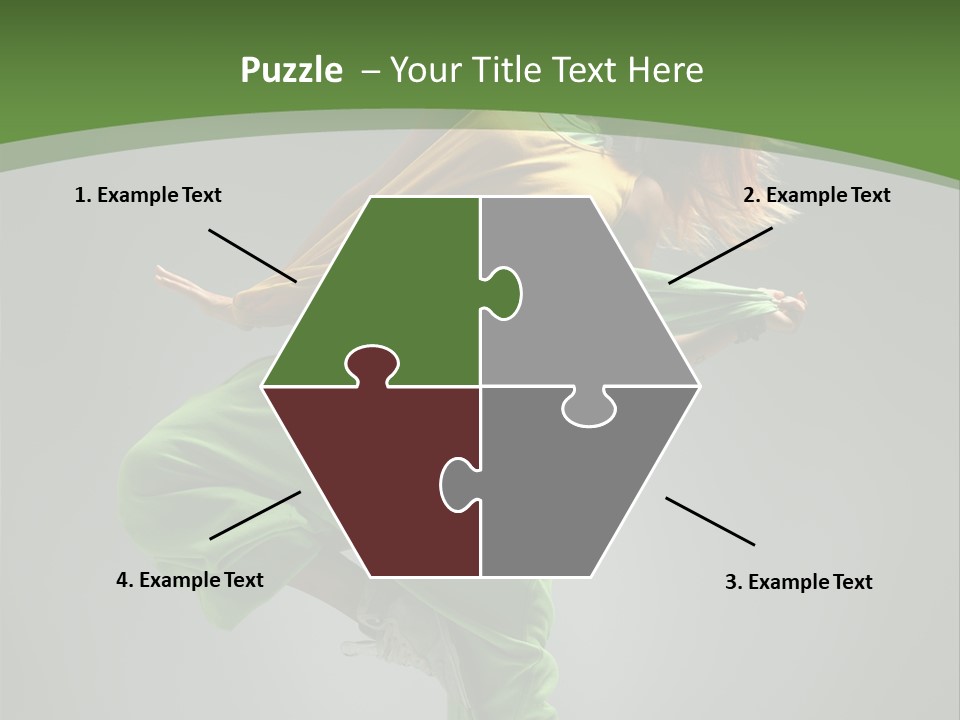 A Woman In Green Pants And A Yellow Shirt Is Dancing PowerPoint Template