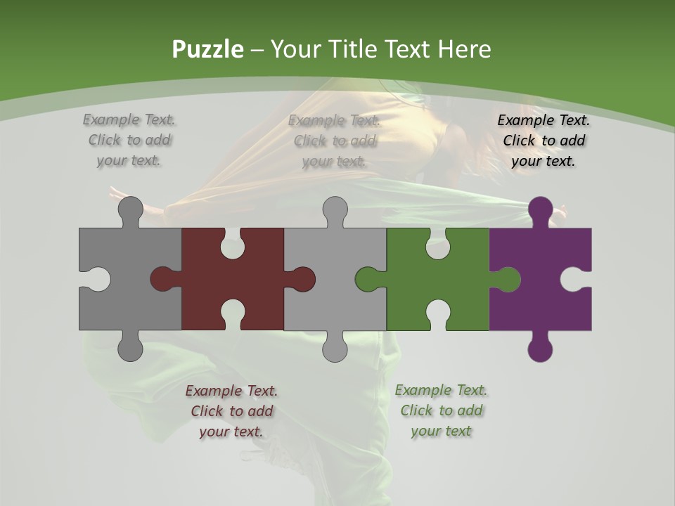 A Woman In Green Pants And A Yellow Shirt Is Dancing PowerPoint Template