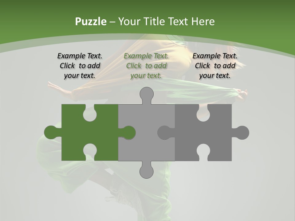 A Woman In Green Pants And A Yellow Shirt Is Dancing PowerPoint Template