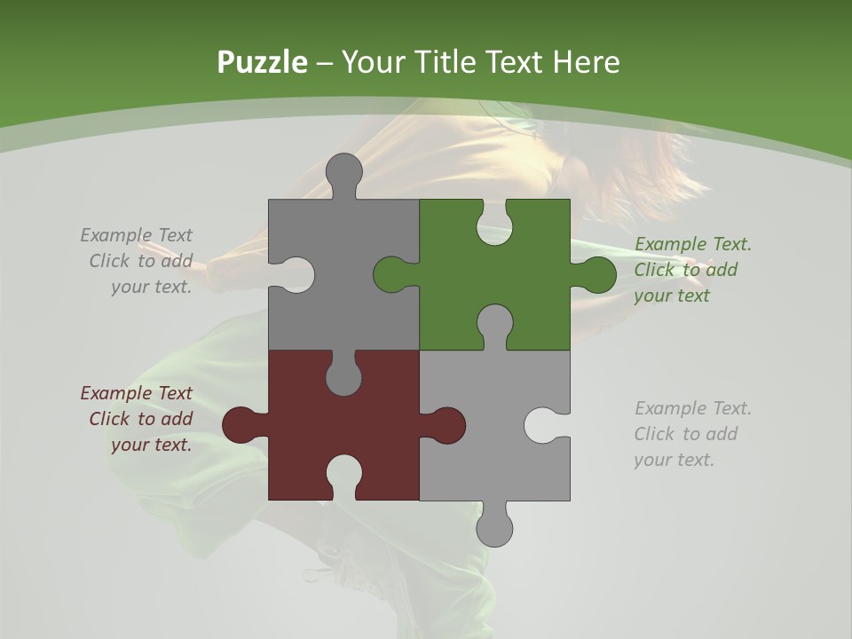 A Woman In Green Pants And A Yellow Shirt Is Dancing PowerPoint Template