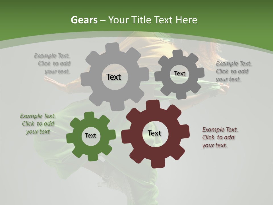 A Woman In Green Pants And A Yellow Shirt Is Dancing PowerPoint Template