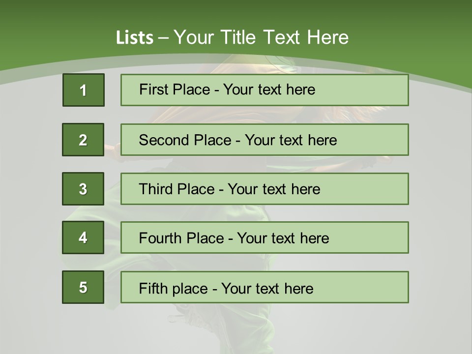 A Woman In Green Pants And A Yellow Shirt Is Dancing PowerPoint Template
