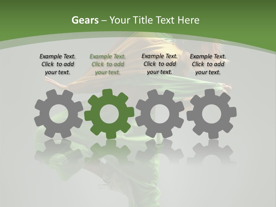 A Woman In Green Pants And A Yellow Shirt Is Dancing PowerPoint Template