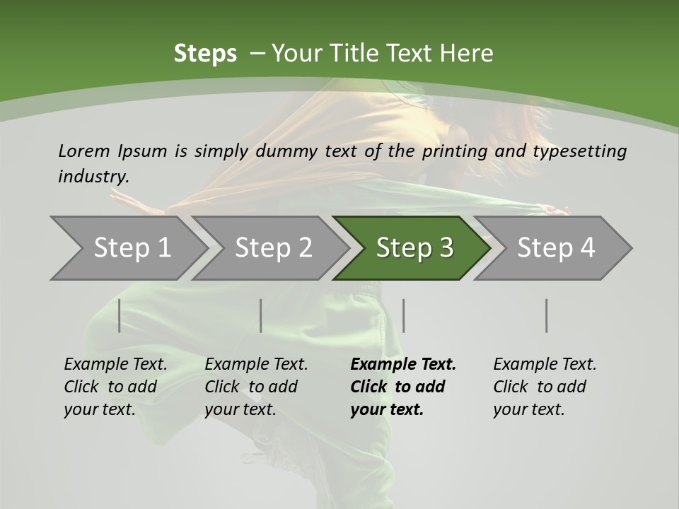A Woman In Green Pants And A Yellow Shirt Is Dancing PowerPoint Template