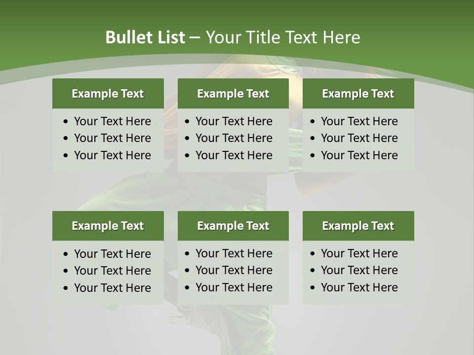 A Woman In Green Pants And A Yellow Shirt Is Dancing PowerPoint Template