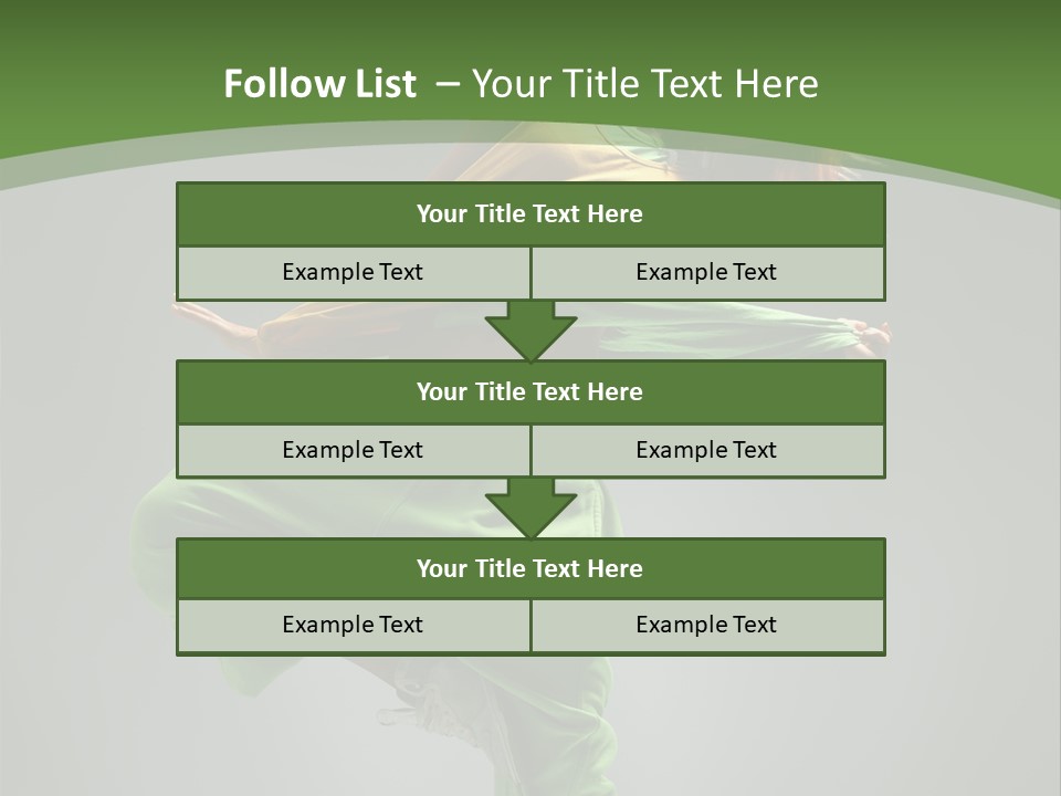 A Woman In Green Pants And A Yellow Shirt Is Dancing PowerPoint Template