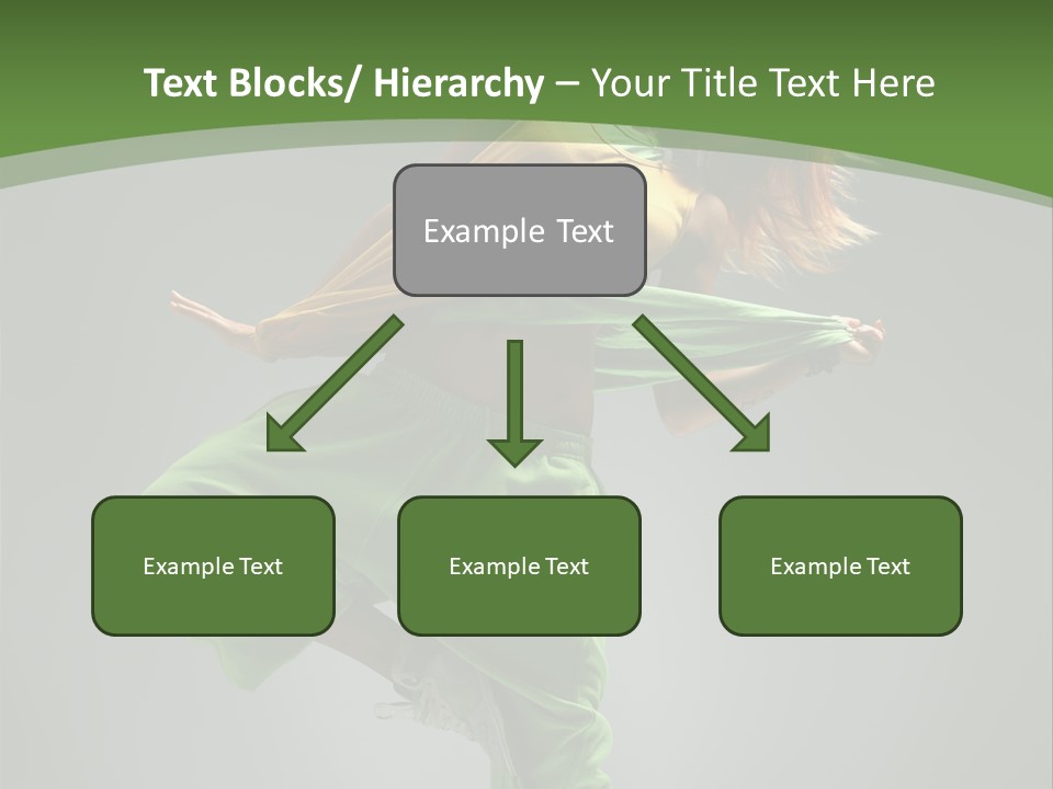 A Woman In Green Pants And A Yellow Shirt Is Dancing PowerPoint Template