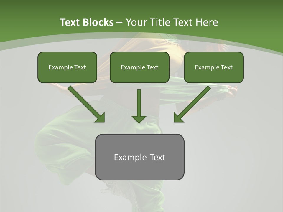 A Woman In Green Pants And A Yellow Shirt Is Dancing PowerPoint Template