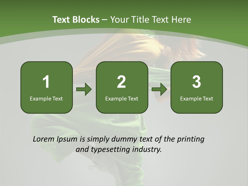 A Woman In Green Pants And A Yellow Shirt Is Dancing PowerPoint Template