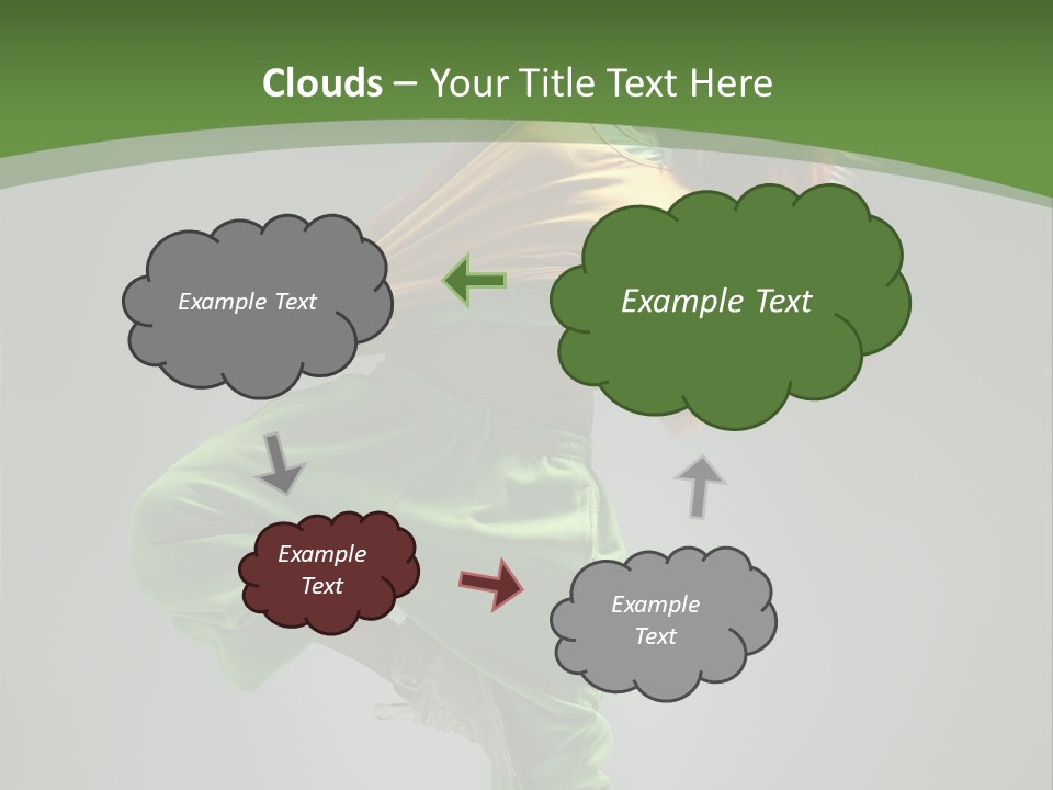 A Woman In Green Pants And A Yellow Shirt Is Dancing PowerPoint Template