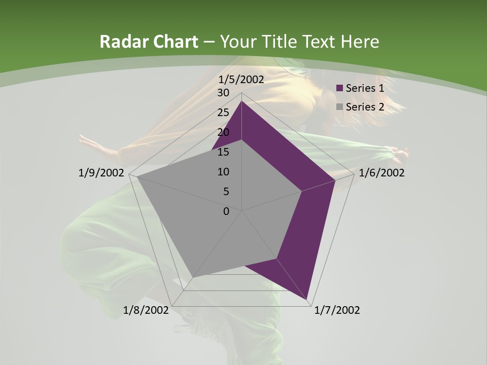 A Woman In Green Pants And A Yellow Shirt Is Dancing PowerPoint Template